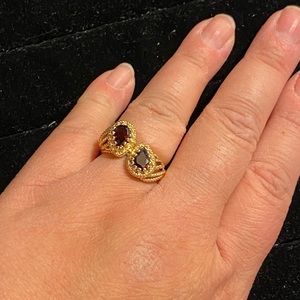 14k yellow gold garnet ring